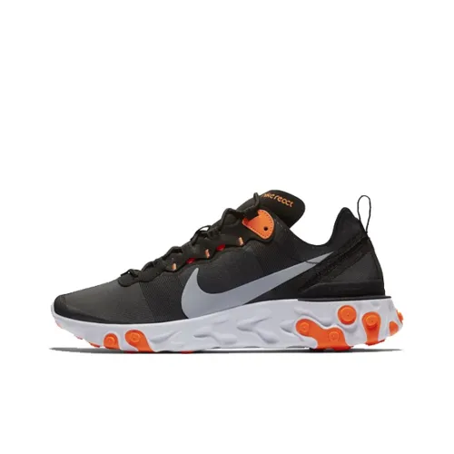 Nike React Element 55 Амортизаторы Slip-resistant Низкий топ Повседневные Беговые кроссовки Мужские Черный Белый Оранжевый