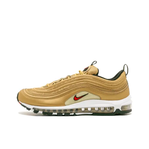 Nike Air Max 97 Металлик Золотой Низкий Топ Беговые кроссовки Унисекс Золотой