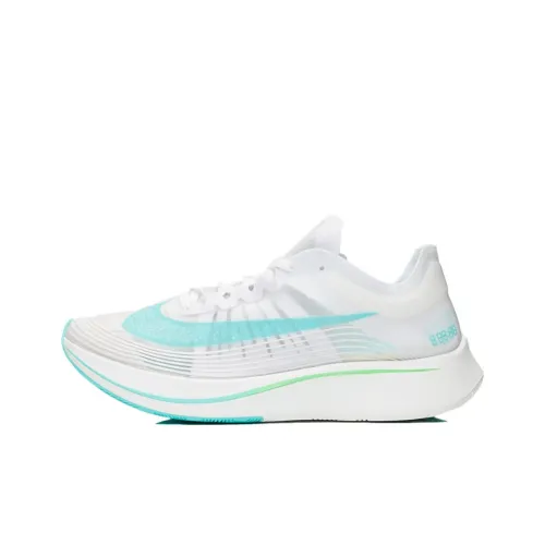 Nike Zoom Fly SP Шокабсорберы Низкая Юбка Прочная Низкая Верх Беговые кроссовки Мужские Белые и Синие