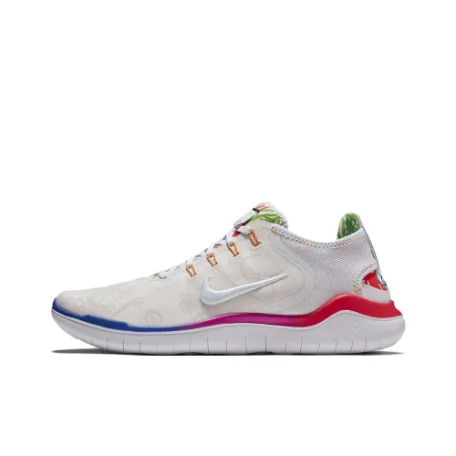 Nike Free RN 2018 Нескользящий Легкий Низкий Топ Марафон Беговые кроссовки Мужские Белые
