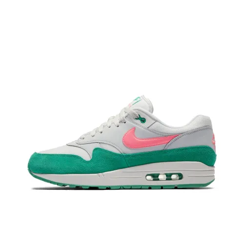 Nike Air Max 1 Амортизация Поддержка Низкий Топ Беговые кроссовки Мужские Белый Розовый Зеленый