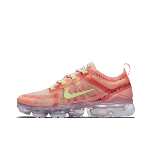 Nike VaporMax 2019 Амортизация Износостойкий Низкий Топ Повседневные Беговые кроссовки Женские Розовый Желтый