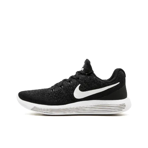 Nike LunarEpic Flyknit Устойчивый к истиранию Дышащий Низкий Топ Повседневные Беговые кроссовки Женские Черные