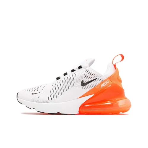 Nike Air Max 270 Устойчивый к истиранию Низкий Топ Повседневные Беговые кроссовки Женские Белый Апельсин