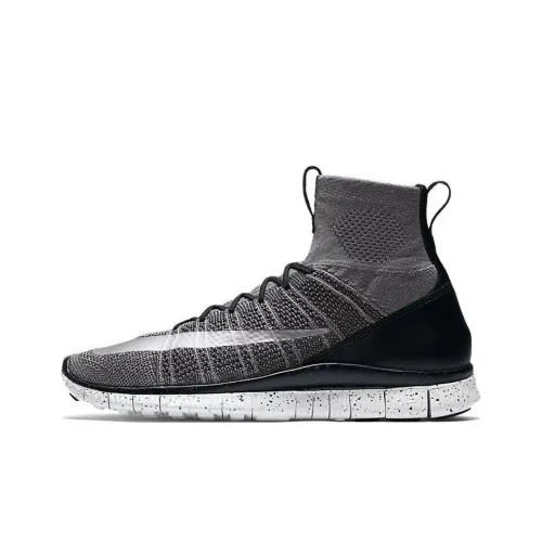 Nike Free Flyknit High Топ Беговые кроссовки Мужские Серый Черный