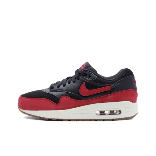 Nike Air Max 1 Low Топ Air Cushion Marathon Беговые кроссовки Женские Черный Красный