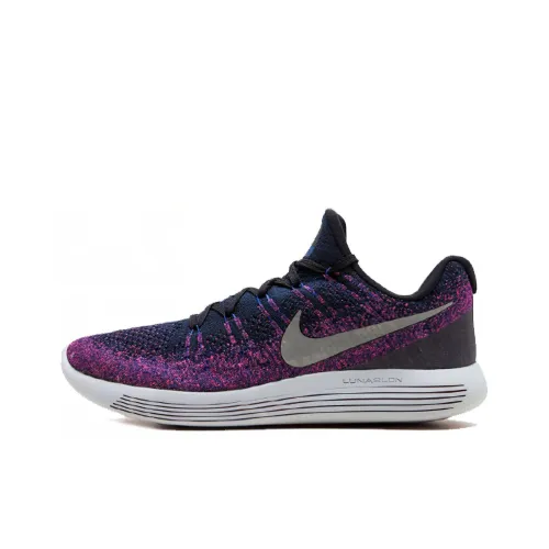Nike LunarEpic Flyknit 2 Амортизация Легкий Низкий Топ Марафон Беговые кроссовки Мужские Синий Фиолетовый