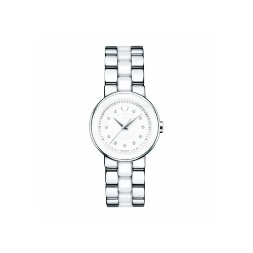 MOVADO Celine Collection Кварцевый механизм Женские часы 28 мм Белый циферблат Керамика Нержавеющая сталь Корпус