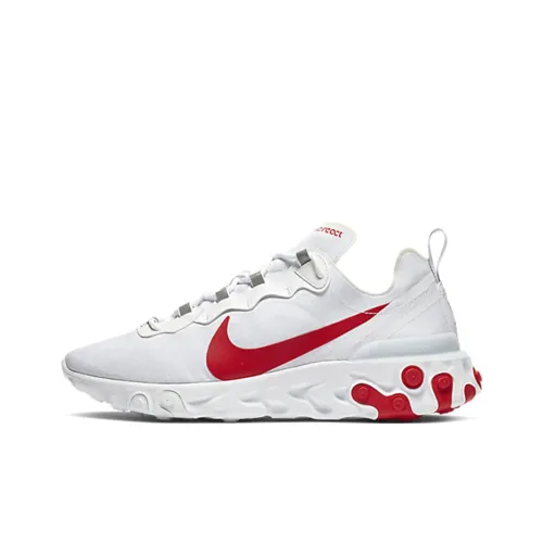 Nike React Element 55 Амортизаторы Slip-resistant Low Top Повседневные Беговые кроссовки Унисекс Белый Красный