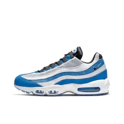 Nike Air Max 95 Устойчивый к истиранию Дышащие Низкие Беговые кроссовки Мужские Белые и Синие