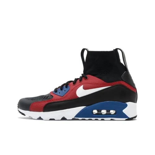 Nike Air Max 90 High Топ Повседневные Беговые Кроссовки Мужские Красный Синий Черный