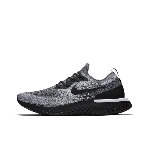 Nike Epic React Flyknit 1 Нескользящий Легкий Низкий Топ Марафон Беговые кроссовки Мужские Черный Серый