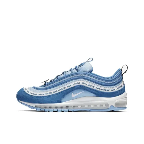 Nike Air Max 97 Амортизация Износостойкий Низкий Топ Воздушная Подушка Повседневные Беговые Кроссовки Унисекс Туманно-Синий