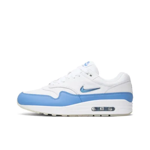 Nike Air Max 1 Low Топ Марафон Беговые кроссовки Мужские Белый Синий