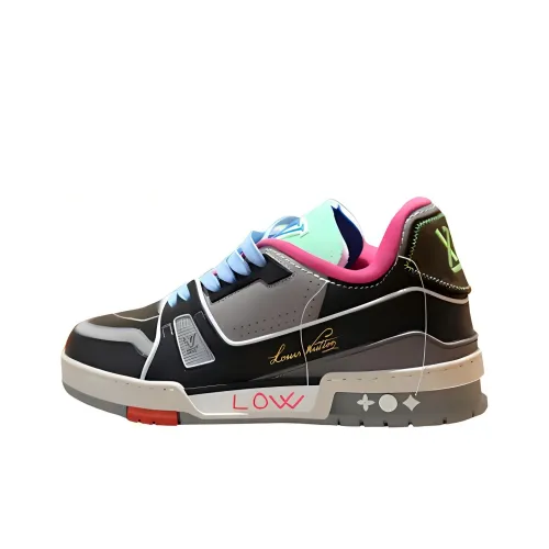 LOUIS VUITTON Trainer Thai Ограниченная серия устойчивые к истиранию низкие скейтбордические кроссовки унисекс черный серый