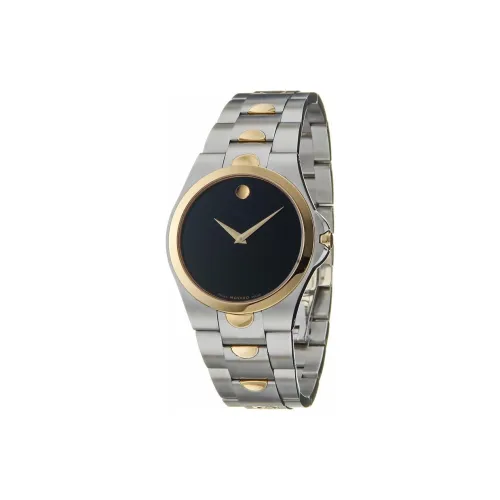 MOVADO Кварцевый механизм Мужские часы Часы 37 мм Черный циферблат Корпус из нержавеющей стали Ремешок из нержавеющей стали