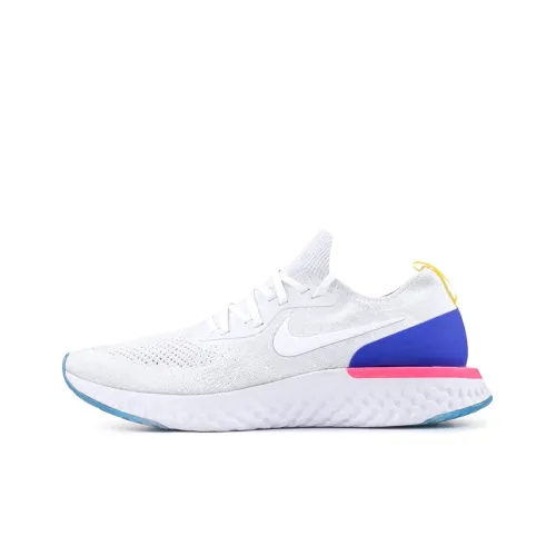 Nike Epic React Flyknit 1 Non Slip Легкий Низкий Топ Повседневные Беговые кроссовки Мужские Белый Синий