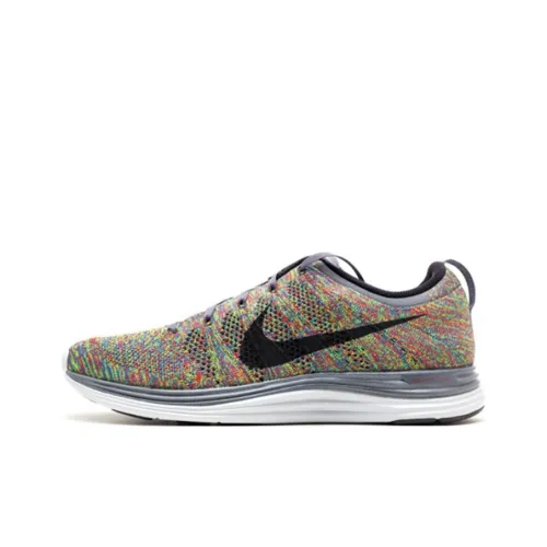 Nike Flyknit Lunar 1 Амортизирующие Унисекс Низкие Беговые кроссовки Слип-резистентные Серый Черный Синий