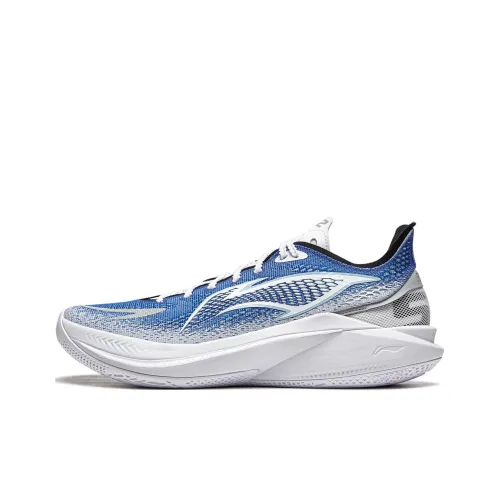 Подкладка SONIC 12 Баскетбольные кроссовки Низкий топ Ярко-синий Стандартный белый Мужской