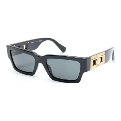 VERSACE Ацетат Прямоугольные Солнцезащитные очки Мужские Черные