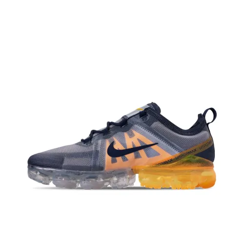 Nike VaporMax 2019 Амортизация Износостойкий Низкий Топ Воздушная Подушка Марафон Беговые кроссовки Унисекс Полночный синий Апельсин