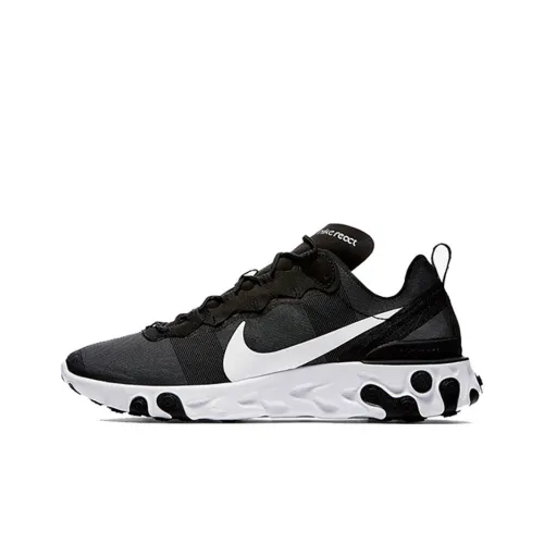 Nike React Element 55 Амортизация Низкий Топ Повседневные Беговые Кроссовки Унисекс Черный Белый