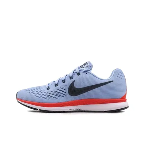 Nike Pegasus 34 Амортизаторы Slip-resistant Низкий топ Марафон Беговые кроссовки Мужской Синий Красный