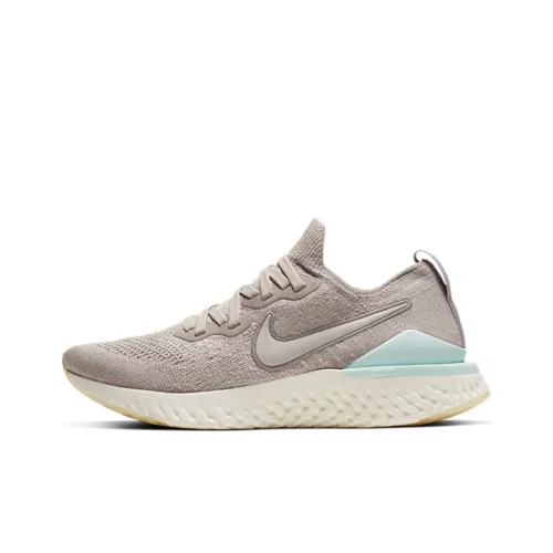 Nike Epic React Flyknit 2 Нескользящий Легкий Низкий Топ Беговые Кроссовки Женские Серый Зеленый