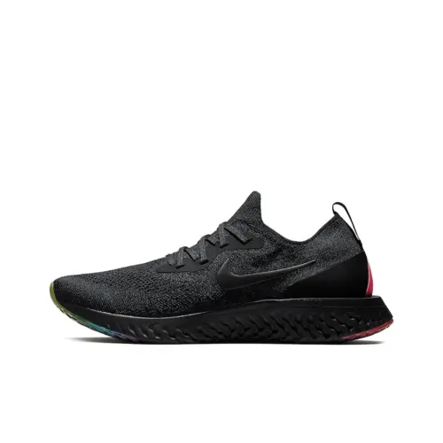 Nike Epic React Flyknit 1 Амортизаторы Устойчивые к износу Низкий топ Беговые кроссовки Унисекс Черный Розовый