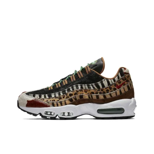 Atmos x Nike Air Max 95 Low Топ Air Cushion Повседневные Беговые Кроссовки Унисекс Леопардовый Принт Пэчворк Выпуск 2018 года