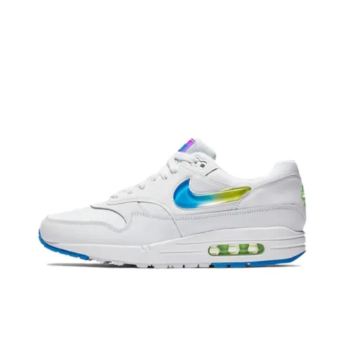Nike Air Max 1 Low Топ Air Cushion Повседневные Беговые Кроссовки Мужские Сине-Зеленый Белый Градиент