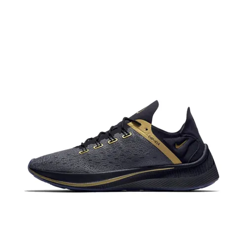 Nike EXP X14 Амортизаторы Slip-resistant Низкий топ Марафон Беговые кроссовки Унисекс Черный Золотой