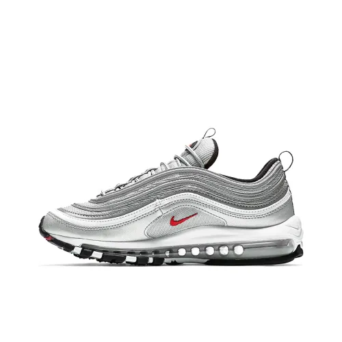 Nike Air Max 97 Амортизация Дышащий Балансированный Низкий Топ Повседневные Беговые кроссовки Унисекс Серебряный