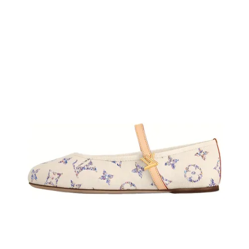 LOUIS VUITTON Romy Плоская подошва Туфли Мэри Джейн Женские Бежевые