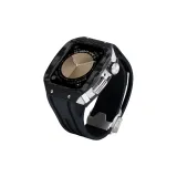 Серебряный корпус, черный ремешок