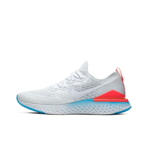Nike Epic React Flyknit 2 Амортизаторы Shock противоскользящие низкий топ тренировочные беговые кроссовки мужской белый синий красный