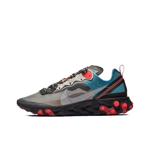 Nike React Element 87 Амортизация Баланс Низкий Топ Беговые кроссовки Унисекс Серый Красный Синий