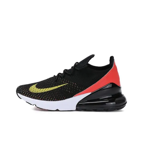 Nike Air Max 270 Low Топ Air Cushion Беговые кроссовки Женские Черный Желтый Розовый