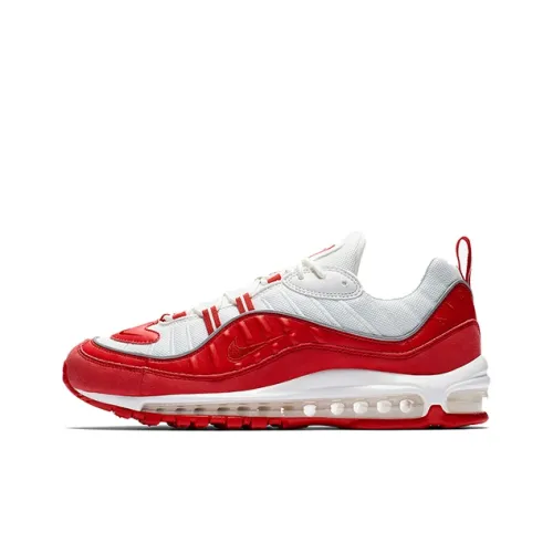 Nike Air Max 98 Low Топ Air Cushion Повседневные Беговые Кроссовки Унисекс Красный Белый