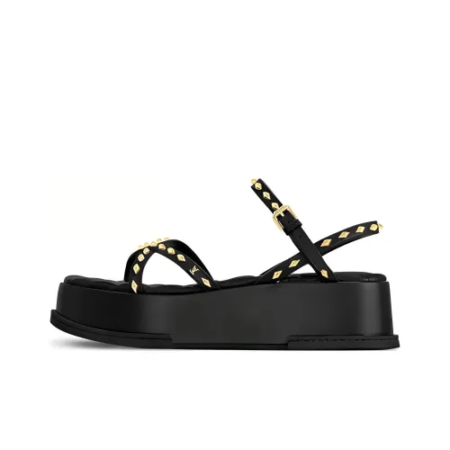 LOUIS VUITTON Maya FLATFORM One Strap Sandals 5cm Women's Black