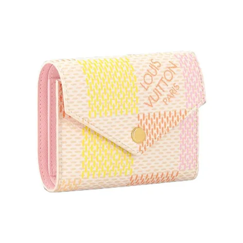 LOUIS VUITTON Холст с кожей Victoria Кошелек Женские Розовый Желтый Бежевый