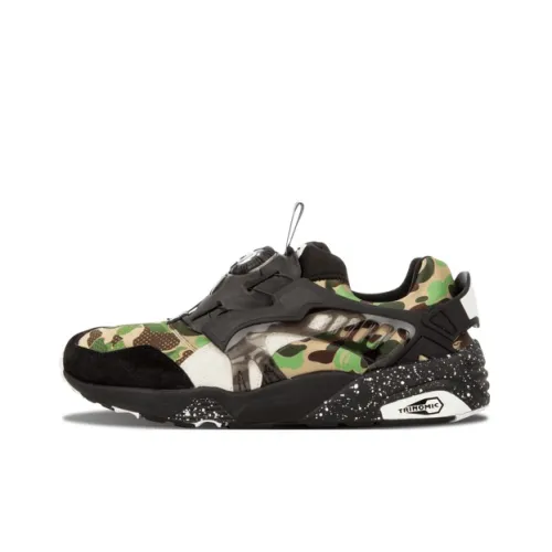 A BATHING APE X PUMA Disc Blaze Нескользящий Легкий Низкий Топ Беговые кроссовки Унисекс Камуфляж Зеленый