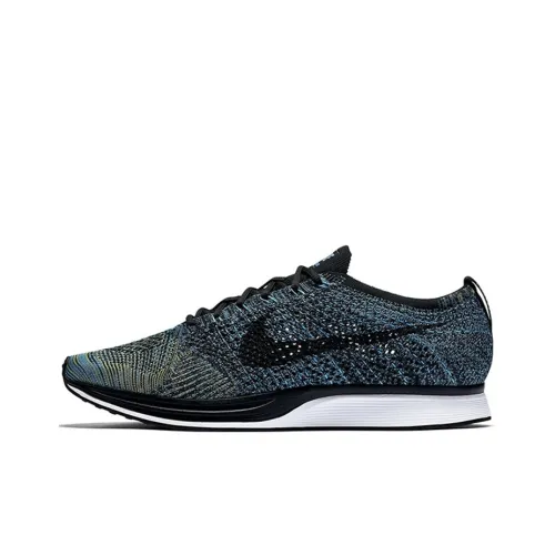 Nike Flyknit Racer Нескользящий Легкий Низкий Топ Повседневные Беговые Кроссовки Унисекс Серый Синий
