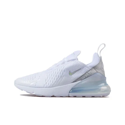 Nike Air Max 270 Металлик Белый цвет вершины Низкий Топ Беговые кроссовки Женские Белый Серебряный