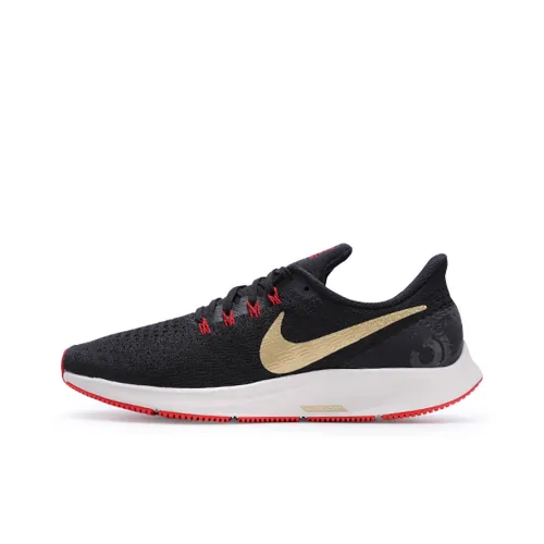 Nike Pegasus 35 Non Slip Легкий Низкий Топ Марафон Беговые кроссовки Мужской Черный Золото Красный