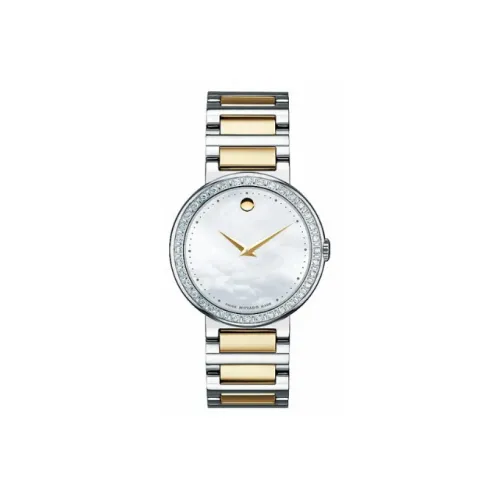 MOVADO Concerto Collection Кварцевый механизм Женские часы 30MM Белый циферблат Корпус из нержавеющей стали Ремешок из нержавеющей стали