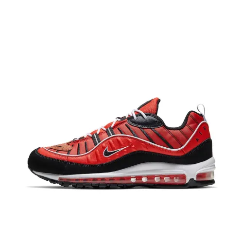 Nike Air Max 98 Low Топ Air Cushion Беговые кроссовки Унисекс Черный Красный