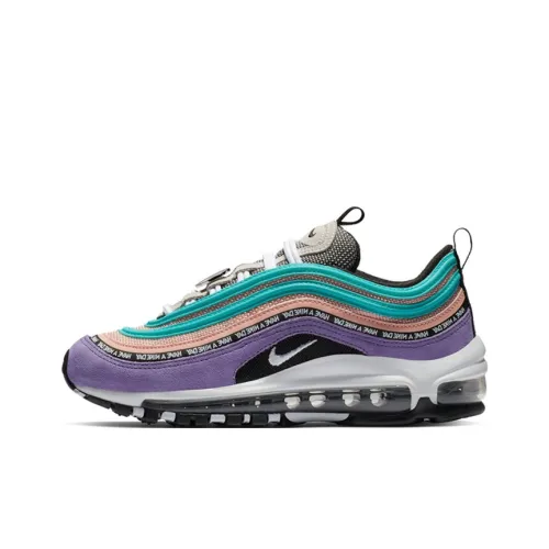 Nike Air Max 97 Дышащий Легкий Rebound Низкий Топ Повседневные Беговые кроссовки Женские Синий Фиолетовый