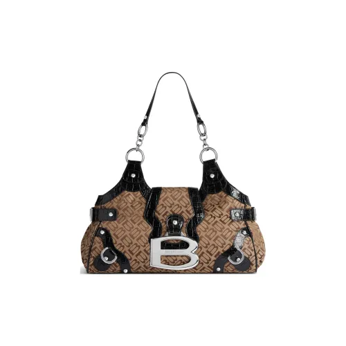 Balenciaga Esse Тисненая Коровья Кожа Bowling Сумка Сумка Сумка через плечо Женская Коричневая и Черная