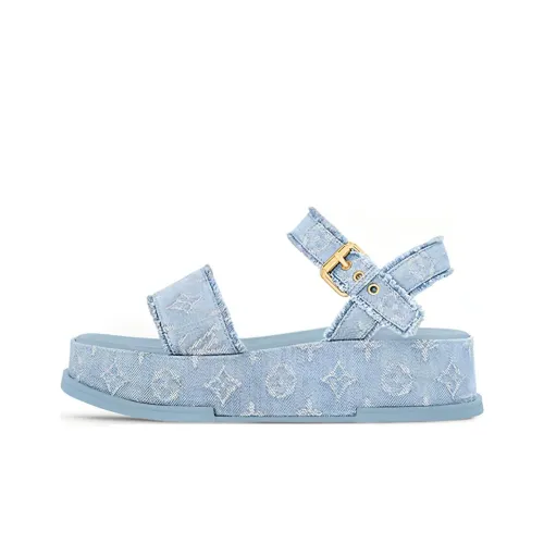 LOUIS VUITTON Maya FLATFORM One Strap Sandals 5cm Women's Light Blue LOUIS VUITTON Maya FLATFORM One Ремень Сандалии 5см Женские Светло-Синий